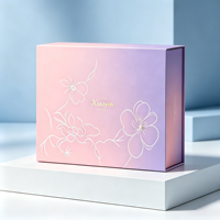 Boîte d'emballage rigide personnalisée avec logo dégradé rose et violet, élégante boîte cadeau pliable magnétique pour kit de soins de la peau