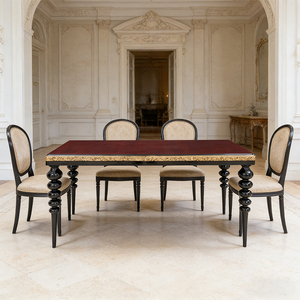 Meubles de maison personnalisés, détails sculptés <span class=keywords><strong>à</strong></span> la main, <span class=keywords><strong>table</strong></span> <span class=keywords><strong>à</strong></span> <span class=keywords><strong>manger</strong></span> en bois massif, plateau bordeaux foncé, <span class=keywords><strong>table</strong></span> de restaurant en bois massif - Product Image 1