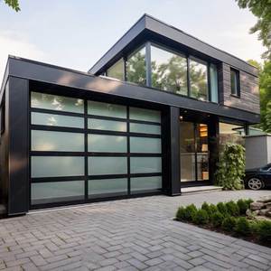 9*7 Stainless Steel Villa Tempered Glass <strong>Overhead</strong> <strong>Doors</strong> American Seethrough Frosted Glass <strong>Sectional</strong> Garage <strong>Door</strong> - Product Image 1