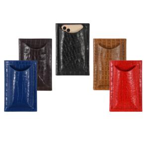 Ensemble de housses de voyage personnalisées en cuir véritable gaufré croco pour téléphone portable et passeport, marque privée, OEM/ODM, vente en gros, luxe - Product Image 1