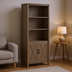 Libreria Ela a 3 ripiani in legno, mobile contenitore in stile rustico per soggiorno - Product Image 2