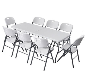 Mesa <span class=keywords><strong>y</strong></span> <span class=keywords><strong>Sillas</strong></span> Plegables <span class=keywords><strong>de</strong></span> Plástico <span class=keywords><strong>y</strong></span> Metal Blanco <span class=keywords><strong>de</strong></span> 6 Pies <span class=keywords><strong>de</strong></span> Alta Calidad <span class=keywords><strong>para</strong></span> Fiestas en el Jardín, <span class=keywords><strong>para</strong></span> 6-8 Personas, <span class=keywords><strong>para</strong></span> <span class=keywords><strong>Eventos</strong></span> - Product Image 1