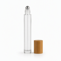 Botella de Vidrio con Tapa de Bambú Ecológica de 10 ml con Bola Rodante de Acero Inoxidable y Tapa de Madera de Bambú para Perfume y Aceite Esencial, Venta al Por Mayor