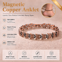 Bracelet de cheville magnétique en cuivre pur pour thérapie magnétique, style vintage, vente en gros, bijoux personnalisés pour marques