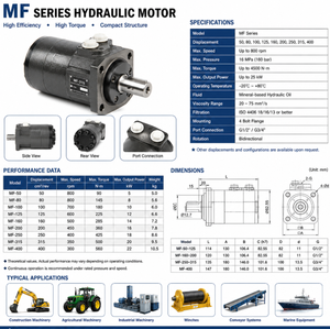 Moteur hydraulique à courroie série MF22, haute qualité, durable, adapté à une utilisation industrielle intérieure et extérieure, faible niveau sonore - Product Image 2