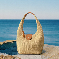 Sac fourre-tout d'été en paille tressée à la main, style bohème, personnalisable, en raphia, grand sac à bandoulière en paille de papier pour femme