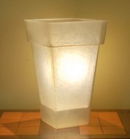 Pot de fleurs en céramique moderne avec finition en ciment naturel, peinture blanche, en FRP, léger et durable, pour jardin extérieur, Sao Home