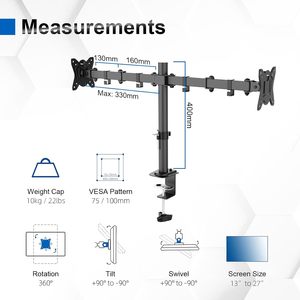 Màn hình đứng có thể điều chỉnh máy tính kép màn hình bàn gắn kết cho 2 màn hình đặt hàng qua thư đóng gói - Product Image 2