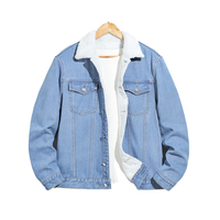 Blouson en jean pour homme style vintage, simple boutonnage, enduit, avec fourrure de mouton, réversible, motif brodé, grande taille 6XL, hiver