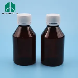 4 Oz Sirup Obat Batuk Amber Botol Obat Cair dengan CRC Cap dan Tamper Bukti Topi