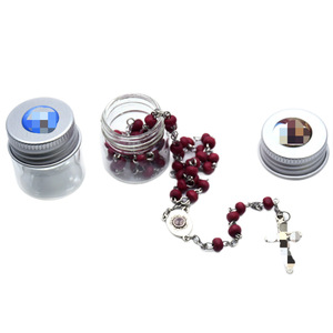Collier chapelet Rose en bois de Claret avec croix en argent 925, bijou religieux unisexe pour cérémonie - Product Image 5