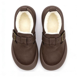 Wholesale Custom High Quality Casual Soft Genuine Leather Winter <strong>Loafers</strong> Women Keep Warm 100% Australian Wool Buckle Boat Shoes - Product Image 4