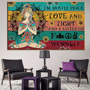 Quadro su tela Poster "Peace and Love" Wall Art Cartoon <span class=keywords><strong>stampe</strong></span> soggiorno decorazione pittura Yoga meditazione Wall Art Picture - Product Image 1