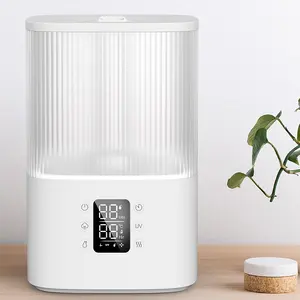 H868T 4L Humidificateur Kc One Touch Pulvérisateur de brume silencieux Lumière LED décorative Humidificateur d'air à ultrasons intelligent avec chaleur pour plante