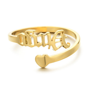 Anillo Retro Simple con Letra Inglesa para <span class=keywords><strong>Mujer</strong></span>, Nuevo Anillo de Acero Inoxidable que No se Destiñe, Estilo Europeo Americano de 18K, Anillos de Moda para <span class=keywords><strong>Hombre</strong></span> - Product Image 3