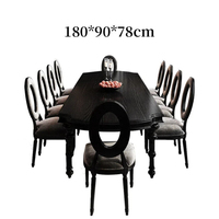 Ensemble de table et chaises de salle à manger en bois massif noir vintage français, table rectangulaire de luxe pour la cuisine et la salle à manger