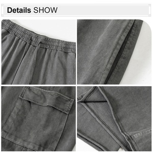 Özel baskılı boş 360 gram kalın yıkanmış erkek <span class=keywords><strong>Sweatpants</strong></span> düz bacak İpli yıkanmış pamuk <span class=keywords><strong>Sweatpants</strong></span> - Product Image 4