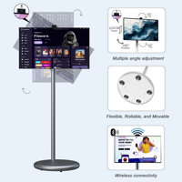 TV portátil interactiva Android 13 recargable de 27 pulgadas, retroiluminación LED de 500W, 12V, inglés, HD, blanco, móvil, inteligente, de pie, HDTV
