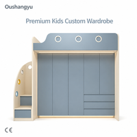 Ensemble de meubles de chambre d'enfant bleu moderne, bureau d'étude intégré personnalisé, armoire, suite de chambre d'enfant modulaire pour villa CE