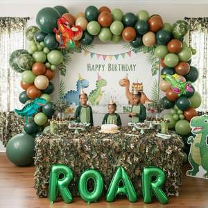 <span class=keywords><strong>Arche</strong></span> de ballons vert sauge et marron, ballons en aluminium, toile de fond, feuilles de palmier pour fête d'anniversaire sur le thème de la jungle, du safari, du rugissement des dinosaures pour enfants - Product Image 4