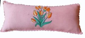 Funda de Cojín Lumbar con Bordado de Tulipanes, 32x16 Pulgadas, Funda de Almohada Floral de Algodón, Decorativa para Sofá Cama, Proveedor Mayorista OEM de India - Product Image 4