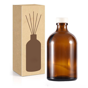 Boca pequeña redonda vacía 100mL ámbar vidrio fragancia Aroma Reed difusor botella de <span class=keywords><strong>Perfume</strong></span> con palos naturales - Product Image 4