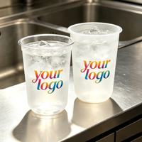Gobelet en plastique PP de 350 ml, 90 mm, pour thé au lait, boba et soda, jetable, capacité 500 ml, 700 ml, logo personnalisé pour les boutiques de bubble tea