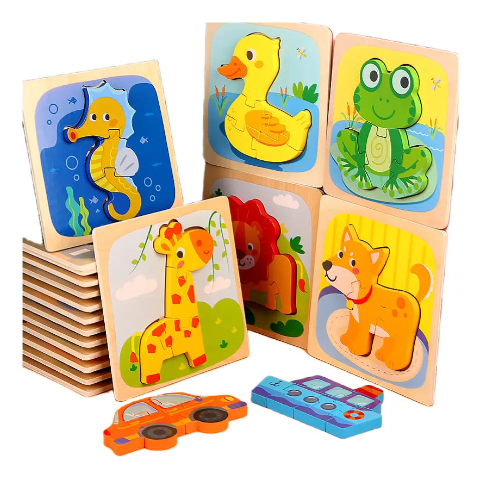 Peuters Houten Puzzels Montessori Speelgoed Dier Vorm Puzzel Stam Educatief Leren Speelgoed Verjaardagscadeaus