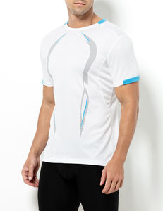 เสื้อยืดโพลีเอสเตอร์ระบายอากาศได้ดีสำหรับผู้ชายเสื้อผ้าแขนสั้นทรงสลิมฟิตพิมพ์โลโก้ OEM - Product Image 4