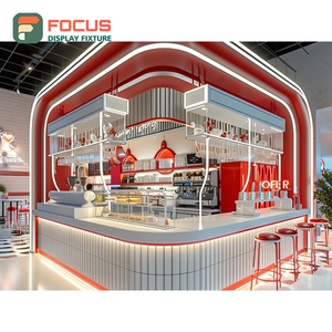 Contemporary Coffee Service Counter Barista Station Front Register Natural Oak Cafe Counter - Product Image 1