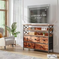 Meuble TV en bois de style américain transfrontalier avec étagères ouvertes et tiroirs en tissu, multifonctionnel pour chambres, salons et rangement multimédia