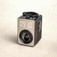 Altavoz portátil inalámbrico estéreo con control remoto, radio reloj despertador