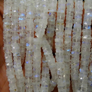 Natural White Rainbow Moonstone Faceted Rondell Beads 6mm Loose Gemstone Tire Wheel Coin <b>Spacer</b> Beads for Jewelry Making 8 Inch - Product Image 1