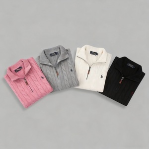 Pulls en tricot à fermeture éclair sur le côté, broderie de petit cheval sur la poitrine gauche avec étiquettes réelles R L, manches longues, <span class=keywords><strong>pull</strong></span> pour homme - Product Image 3