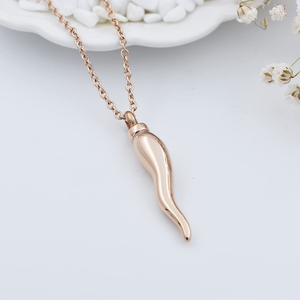 Perhiasan kremasi tanduk Italia untuk abu lada besi tahan karat kremasi liontin kalung peringatan perhiasan abu kenang-kenangan - Product Image 6