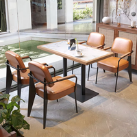 Combinaison table et chaises carrées en fer modernes, mobilier de restauration écologique pour restaurants, cafés, usage extérieur et bar à domicile
