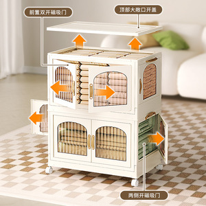Caja organizadora de almacenamiento para niños, rectangular, blanca, plegable, de plástico, con puerta transparente, para guardar juguetes, refrigerios y ropa en el dormitorio. - Product Image 4