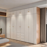 Armoire intégrée en bois massif pour chambre, 4 tiroirs à fermeture amortie, MOQ de 2 ensembles pour la commande