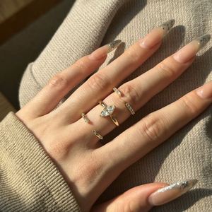 Dylam Fashion Stylish Women Jewelry Accessories S925 Silver Fit <b>Stacking</b> Wear Open Adjustable 5A Zirconia Bridal Promise <b>Rings</b> - Product Image 4