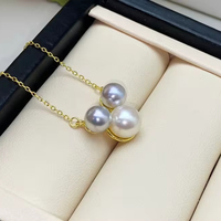 FEIRUN Collier superposé en forme de bouton de 7 et 8mm au design mignon Collier de perles d'eau douce naturelles simples