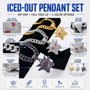 <span class=keywords><strong>Cadena</strong></span> de Eslabones Cubanos Hiphop de 13mm con Colgante de Gengar 18/20/22/24 Pulgadas Collares Bañados en <span class=keywords><strong>Plata</strong></span> Oro Púrpura para Hombres y Mujeres Gargantilla de Moda Joyería - Product Image 3