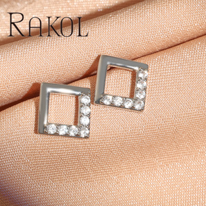 Rakol E1605182 Geometric Mini Square Gold-Plated <b>Stud</b> Fashion Earrings Bulk - Product Image 4