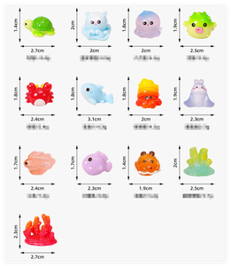 Figurines d'animaux miniatures lumineuses en résine 3D de dessin animé de fée luminescente, pieuvre de mer, poisson-diable, étoile de mer, requin, coquille de conque, corail, jardin - Product Image 2