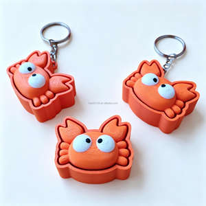 Llavero Antiestrés de PVC con Impresión 3D de Animales de 5cm, Diseño de Vaca, Cangrejo, Oso, Botón de Presión, Adorno Colgante para Bolsa, Venta al por Mayor - Product Image 5