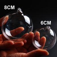 Boules de Noël en verre transparent en gros avec impression UV, tailles personnalisées 6/8/10 CM, logo personnalisé, utilisation extérieure, décorations en verre