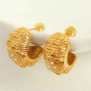 <b>Cuff</b> <b>Earrings</b> Gold Plated Star Moon Rhinestones Geometric Design Party Wear - Product Image 1