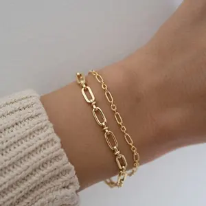 New Wide Chain Cross Link 18k Gold Plated Stainless Steel Bracelet Trendy Custom Personalized Chain Bracelet Dainty Bracelet