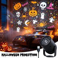 Nouveau projecteur rotatif décoratif de fête à motifs LED pour Halloween et Noël 2026, en ABS, alimenté par USB 5V, à changement de couleur