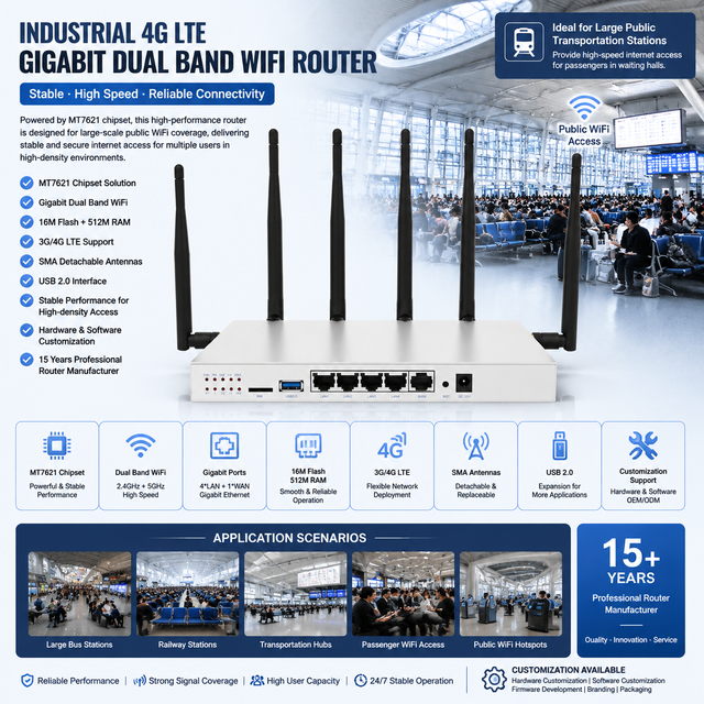 Connettivita M2M Per Videosorveglianza 3G 4G LTE Cellular Modem Industrial Grade VPN Dual Band Gigabit Smart Farming IoT Router