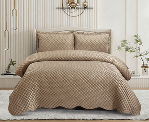 Luxurious Diamond-encrusted Bedspread Ultrasonic Ultra Soft Velvet 3D Embossed Quilted 3-Piece Polyester Set <strong>Bed</strong> <strong>Cover</strong> - Product Image 1